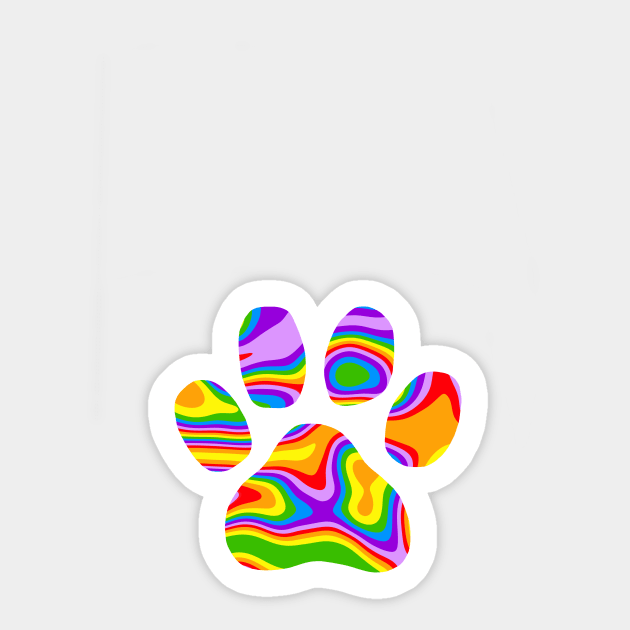 RAINBOW Puppy Paw Print Sticker by SartorisArt1